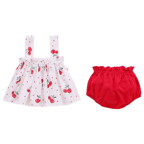 Zanarzt Toddler Summer Clothes Girls Toddler Baby Girl Clothes Summer Outfits Ruffle Sleeveless Shirt Kid Short Set for Girl Red,12-18 Months