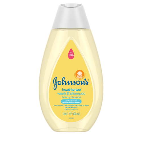Johnson's Head-To-Toe Gentle Baby Wash & Shampoo, Tear-Free & Hypoallergenic Bath Wash Gently Cleanses Newborn's Sensitive Skin & Hair, Paraben-, Dye- & Sulfate-Free Body Wash, 13.6 fl. oz