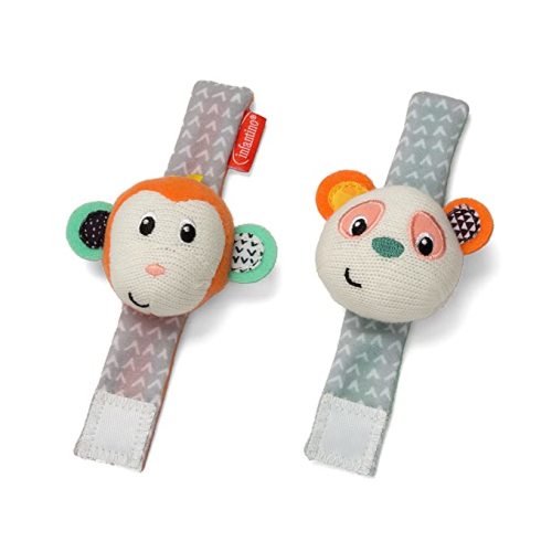 Amazon.com : Infantino Baby Wrist Rattles, Monkey and Panda-Themed, 1-Piece Set for Babies 0M+ : Toys & Games
