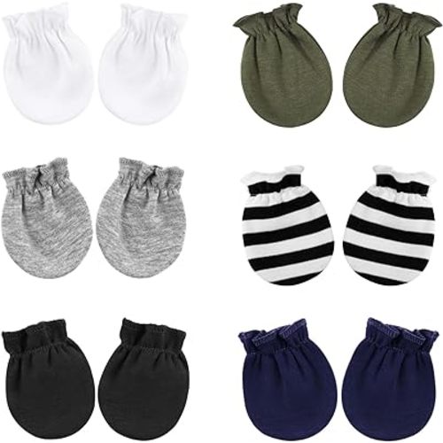 BQUBO Newborn Infant Toddler Mittens No Scratch Cotton Elastic Wrist Gloves Hypoallergenic for 0-6 Months Baby Boys Girls