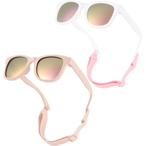 Polarized Baby Sunglasses with Strap - Unbreakable Infant Sunglasses for Newborn Toddler Girls Boys Age 0-12 Months