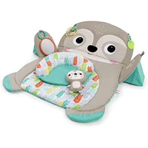 Bright Starts Tummy Time Prop & Play Baby Activity Mat with Support Pillow & Taggies - Sloth 36 x 32.5 in, Age Newborn+