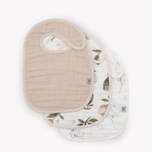 Organic Cotton Muslin Classic Bib 3 Pack - Watercolor Floret