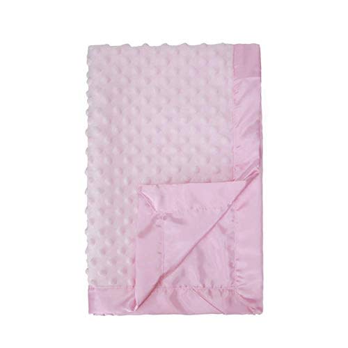 Pro Goleem Baby Soft Minky Dot Blanket with Silky Satin Backing Baby Gifts for Girls（Pink, 30’’ x 40’’）