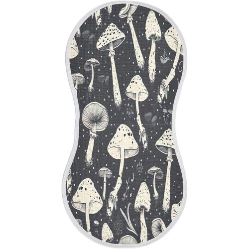 Mushrooms Black Muslin Baby Burp Cloths - Super Absorbent and Soft Burping Rags - Cotton Burp Clothes Set for Boys and Girls, 1 Pack