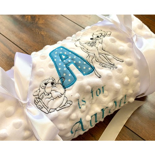 Bambi baby blanket with baby’s name and dob