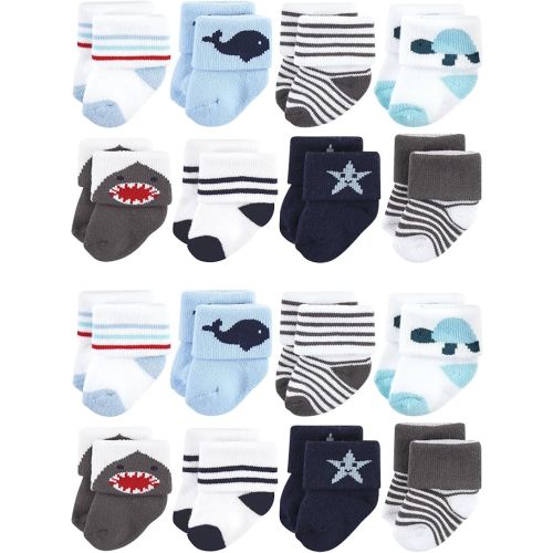Hudson Baby Unisex Baby Cotton Rich Baby Terry Socks 16-Pack