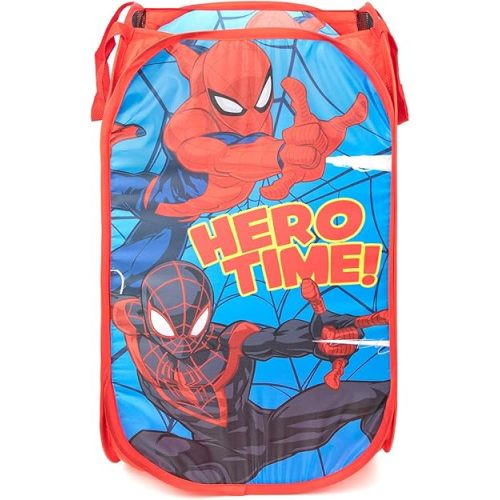 Jay Franco Marvel Spiderman & Miles Pop Up Hamper - Mesh Laundry Basket/Bag with Durable Handles (Official Marvel Product)