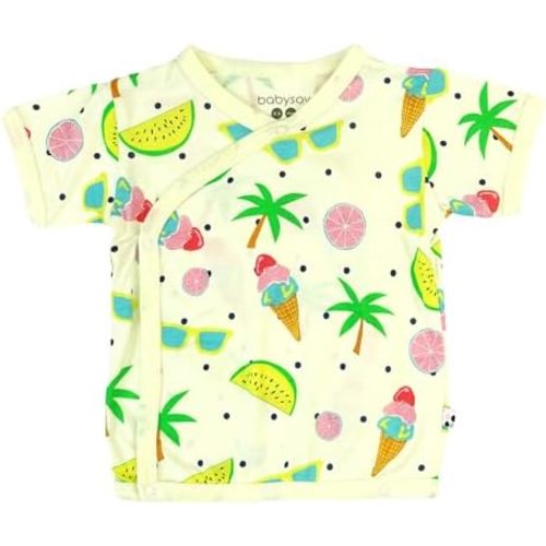 Babysoy Unisex Baby Short Sleeve Wrap Around Kimono Tee Shirt