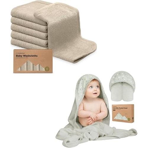 KeaBabies Baby Washcloths for Newborn, Kids and Baby Hooded Towel - Bath Baby Towels, Face Towel, Face Cloths - Baby Towel, Toddler Towels, Hooded Towels for Baby