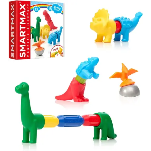 SmartMax My First Dinosaurs STEM Magnetic Discovery Building Set with Soft Animals for Ages 1-5