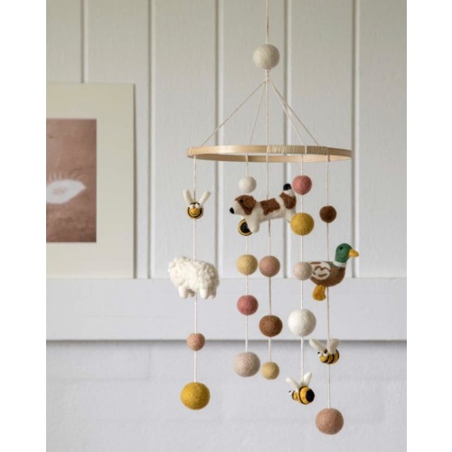 Mobile handmade from felt | Farm animals | Baby room decoration | Gift baby shower, birth, baptism | Boys & girls