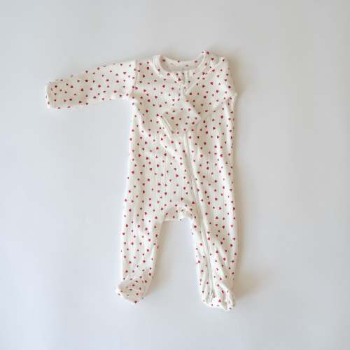 Zipper Footie Onesie in Love Bug