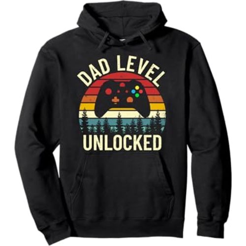 cute vintage dad level unlocked funny gamer new daddy father Pullover Hoodie