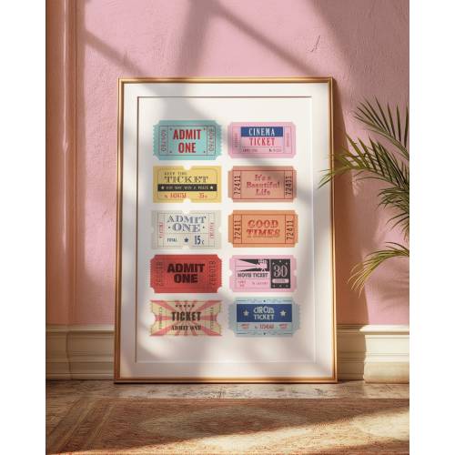 Good Times Ticket Print Dorm Decor Movie Ticket Wall Art Eclectic Home Decor Retro Poster Print Bar Cart Art Cool Trendy Colorful Wall Art