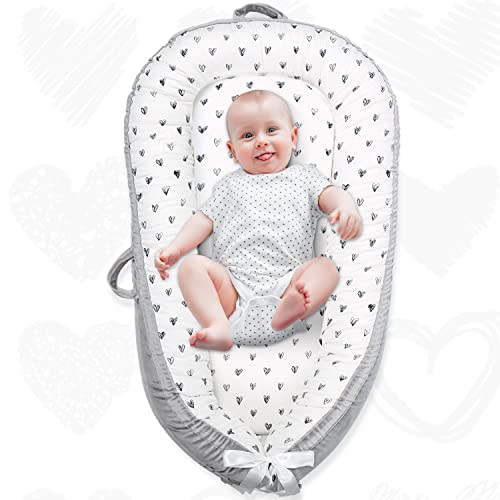 JOCUTE Baby Lounger,Portable Cosleeper, Polyester Cotton Infant Nest Cover, Comfortable Newborn Lounger, Ultra Baby Shower, Travel Baby Bed
