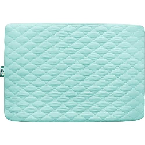Waterproof Sheet for Pack n Play Quilted, Playard Sheet Protector 39" X 27" fits for Baby Foldable and Playard Mattress, Portable Mini Crib, Aqua