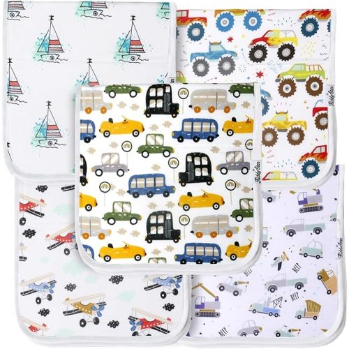 Baby Burp Cloths - 5 Pack 100% Organic Cotton, Large, Soft & Absorbent Burping Towels for Newborns and Infants (Transport)
