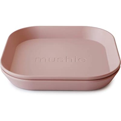 mushie Square Dinnerware Plates for Kids | Made in Denmark, Set of 2 (Blush)