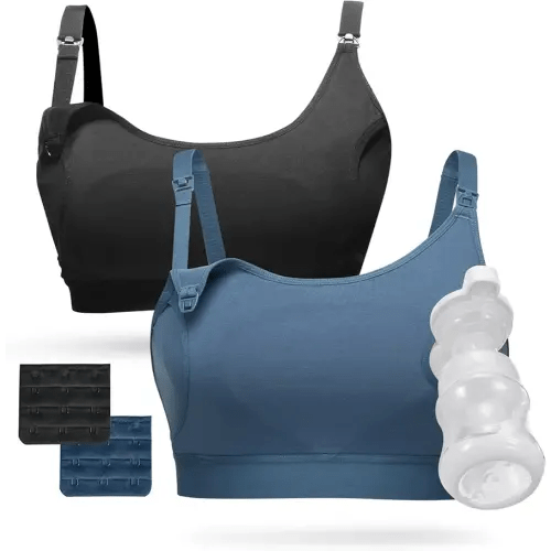 Momcozy Pumping Bra, Pumping Bra Hands Free 2 Pack Comfortable All Day Wear Pumping and Nursing Bra in One Holding Breast Pump for Spectra, Lansinoh, Medela