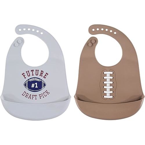 Hudson Baby Unisex Baby Silicone Bibs, Football, One Size