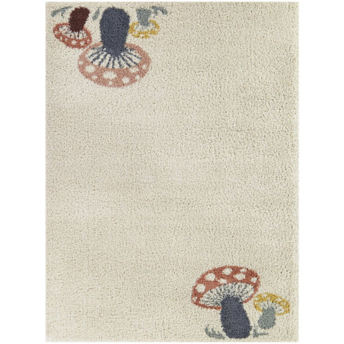 Gracie Oaks Madisson Machine Woven Polypropylene Area Rug in Cream/Blue/Orange | Wayfair