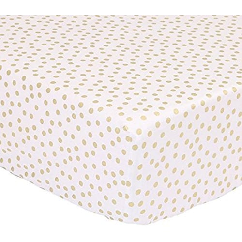 Gold Zig Zag Print 100% Cotton Sateen Fitted Crib Sheet by The Peanut Shell