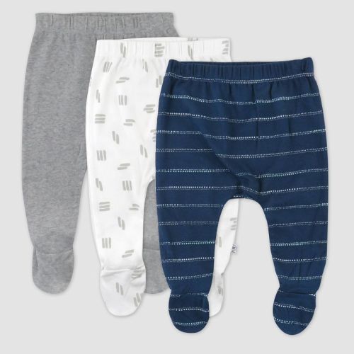 Honest Baby 3pk Dotted Stripe Footed Harem Pants