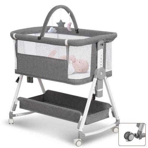 Isabelle & Max™ Baby Bassinet, 3 In 1 Bedside Bassinet For Baby With Hanging Toys, Portable Foldable Bedside Sleeper 4-sided Mesh Bedside Crib With Wheels And Storage Basket, 7 Height Adjustable | Wayfair