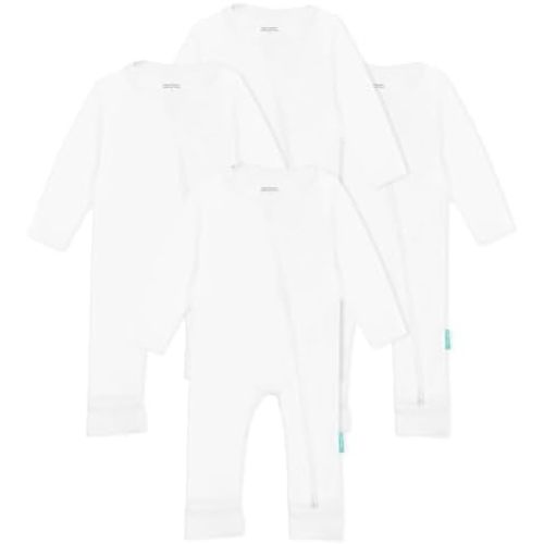 Baby Long Sleeve Romper Jumpsuit, Premium Soft Rayon One Piece Pajamas Boy Girl 2-Way Zipper Coverall Sleeper