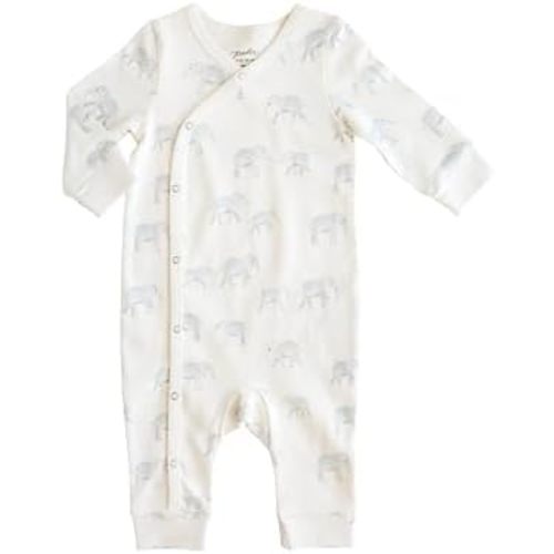 PEHR Kimono Romper, Follow Me Elephant | 100% Organic Cotton Baby Outfit | Sizes 0-6 Months