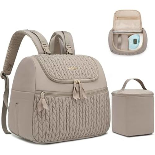 Qualyphant Breast Pump Bag for Spectra S1/S2 & Medela – Insulated Cooler Bag, 13" Laptop Sleeve, Diaper Bags Backpack – Lightweight, Water-resistant & Stylish for Work, Travel