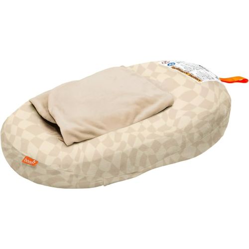 Boon Puff+ Inflatable Baby Bather - Portable Infant Bathtub Baby Bath Seat Includes Microfleece Cover, Swaddle Wings, and Storage Bag - Baby Tubs for Newborns - Portable Tub for Infants - Checker