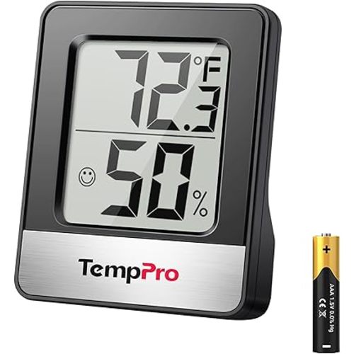 ThermoPro TP49B Hygrometer Temperature Sensor with Large Digital View Humidity Meter with Temperature and Humidity Sensor Room Thermometer for Baby Humidity Monitor for Greenhouse Cellar Garage