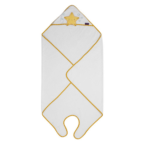 Clevamama Bamboo Apron Baby Bath Towel - White & Honey