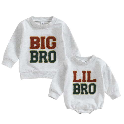 Big Brother Sweatshirt Little Brother Newborn Outfits Baby Boy Clothes Romper Letter Print Long Sleeve Tops