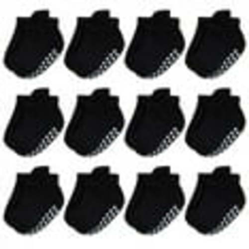 Hudson Baby Infant Boy Non-Skid No-Show Socks, Black, 0-6 Months