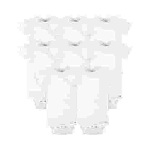 Gerber Organic Short Sleeve Solid Onesies Bodysuits (8 Pack) - White, 12 M