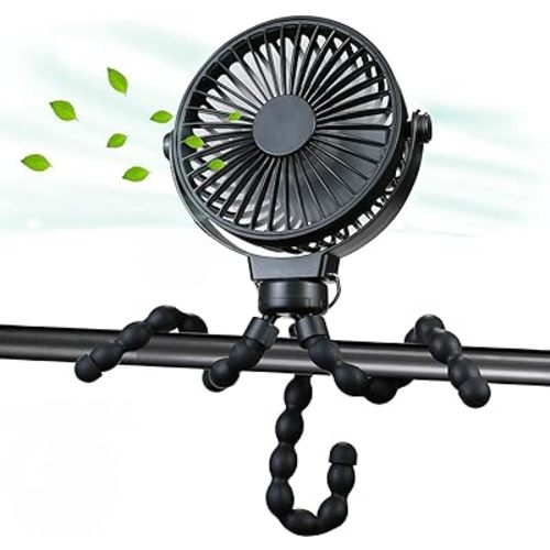 Mini Portable Stroller Fan, Small Clip on Fan, 3 Speed 360° Rotate Flexible Tripod 5200mAh Baby Fan Handheld USB Desk Cooling Fan for Car Seat Crib Treadmill Travel Camping