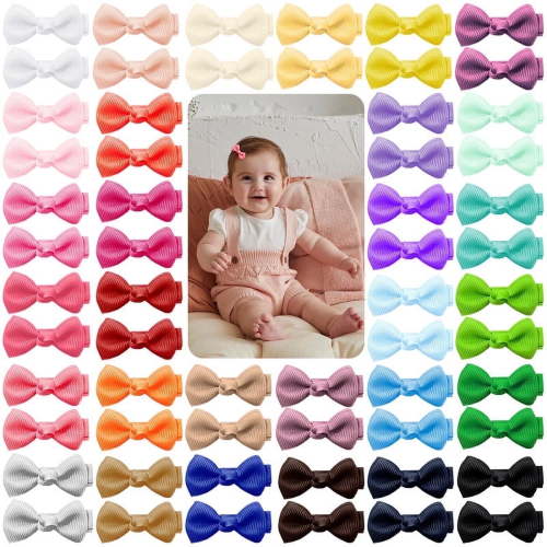 Yalumo Baby Hair Clips 60PCS, Tiny 2" Grosgrain Ribbon Fully Lined Baby Hair Bows Alligator Clips, Baby Hair Barrettes Accessories for Girls Newborns Toddler Infant Fine Hair (30 Colors in Pairs)