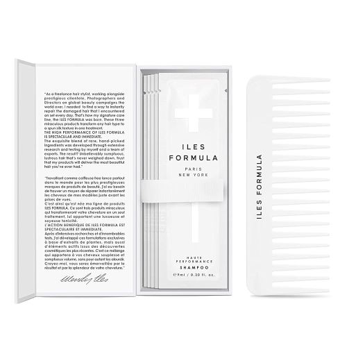Iles Formula Discovery + Travel Kit (4 Sachets) Shampoo, Conditioner, Finishing Serum & Comb - Cleanse, Repairs, Protects All Hair Types against Heat, Humidity, Frizz & Color Fade, Haute Performance