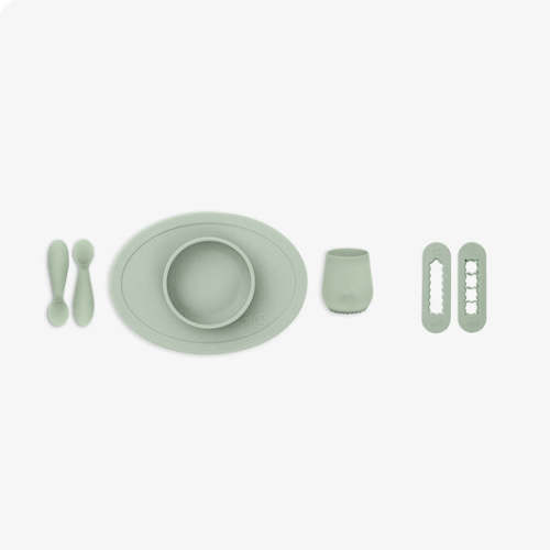 First Foods Set / Silicone Spoon, Cup & Suctioning Bowl for Infants– ezpz