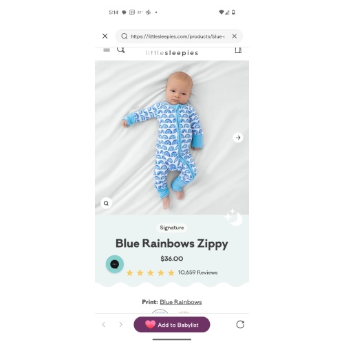 Blue Rainbows Zippy - Little Sleepies