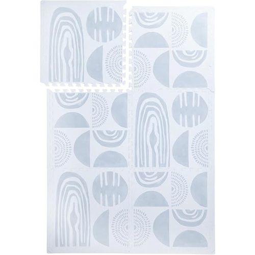 Premium Exercise & Baby Foam Play Mats - Stylish & Large Non-Toxic Odorless Floor Mat - 6 Tiles - Spacious 6ft x 4ft - Peel-Resistant Reinforced Ver.- Soft, Thick, Waterproof - Foggy Gray