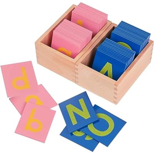 Adena Montessori Early Child Development Learning Material Lower and Capital Case Sandpaper Letters