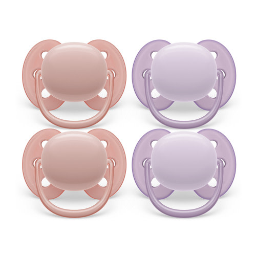 Philips Avent Ultra Soft Pacifier - 4 X Soft and Flexible Baby Pacifiers For Babies Aged 0-6 Months, Bpa Free with Sterilizer Carry Case (Model SCF091/25)