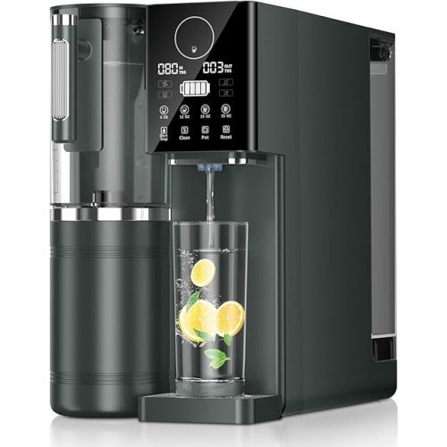 Reverse Osmosis Water Filter, Water Purifier, 8-Stage RO Filtration System, Portable Water Purifier Countertop for Kitchen, Office, RV, No Installation, Gray