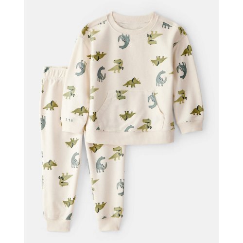 Toddler Boy Dinosaur French Terry Long-Sleeve Tee & Pant Set - Ivory - Carter's | Carter's
