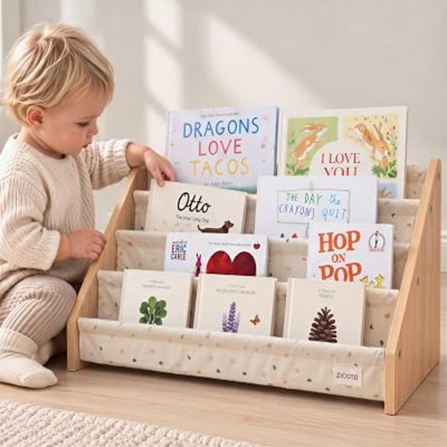 Decorative Wooden Bookshelf for Kids Rooms - Easy Install Montessori Shelf