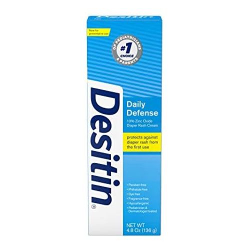 Desitin Daily Defense Baby Diaper Rash Cream with Zinc Oxide to Treat, Relieve & Prevent diaper rash, Hypoallergenic, Dye-, Phthalate- & Paraben-Free, 4 oz
